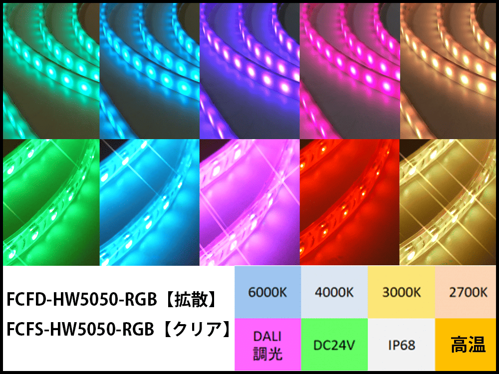 高温耐熱型RGB水中LEDテープライト